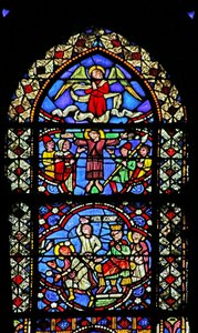 Window depicting the Stoning and then the Crucifixion of Saint Agricole by French School